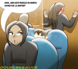 2025 2d 2d_(artwork) artwork artwork_(digital) ass ass_focus big_ass big_butt butt_focus butt_sniffing dialogue dirty_talk domination double_k_(self_insert) doubleksauce gigantic_ass gigantic_butt humiliation jeans large_ass large_butt laura_(thiccdrawings) massive_ass massive_butt natasha_(thiccdrawings) samantha_(thiccdrawings) self_insert smelling smelling_ass smothered smothering sniffing sniffing_ass spanish_dialogue spanish_text thicc_thighs thiccdrawings three_on_one threesome wide_hips