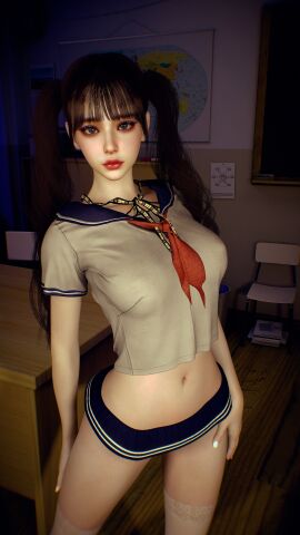 1girls 3d 4k breasts brown_hair chromatic_aberration classroom crashbanditkut female female_focus grey_eyes hair hi_res high_resolution highres lace_stockings light-skinned_female light_skin lips long_hair looking_at_viewer miniskirt navel original original_character school school_uniform schoolgirl schoolgirl_uniform skirt small_breasts solo stockings tie twintails virt-a-mate virtamate