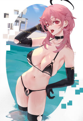 1girls adult adult_female ahoge antenna_hair arm_gloves armpits azur_lane bare_armpits bare_belly bare_chest bare_hips bare_midriff bare_navel bare_shoulders bare_skin bare_thighs bare_torso belly belly_button bikini bikini_bottom bikini_top black_arm_gloves black_bikini black_bikini_bottom black_bikini_top black_choker black_collar black_elbow_gloves black_gloves black_legwear black_stockings black_string_bikini black_swimsuit black_swimwear black_thighhighs blue_sky breasts busty busty_female child_bearing_hips choker cirilla_lin cleavage cleft_of_venus collar collarbone curvy curvy_body curvy_female curvy_figure curvy_hips day daytime dot_nose dripping_wet duca_degli_abruzzi_(azur_lane) elbow_gloves elbows exposed exposed_armpits exposed_belly exposed_midriff exposed_shoulders exposed_thighs eyebrows_visible_through_hair female female_only fingers gloves groin hair_between_eyes hand_on_hair hand_on_head hand_on_hip hand_on_own_hair hand_on_own_head hand_on_own_hip hand_on_own_waist hand_on_waist head_tilt high_resolution highres hourglass_figure l large_breasts lean_figure legs legwear light-skinned_female light_skin lips long_hair looking_at_viewer mature_female narrow_waist navel o-ring_bikini o-ring_bikini_top open_mouth parted_lips partially_submerged partially_submerged_legs pink-haired_female pink_eyebrows pink_hair pussy red-eyed_female red_eyes shoulders sky slender_body slender_waist slim_female slim_waist soaked solo standing stockings string_bikini submerged_feet submerged_legs swimsuit swimwear thick_thighs thigh_gap thighhighs thighs thin_waist tilted_head tongue tongue_out upper_body upper_teeth v-line wet wet_belly wet_bikini wet_body wet_breasts wet_face wet_hair wet_legs wet_skin wet_thighs wide_hips