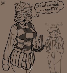 1futa anthro balls bodily_fluids clothed clothing deer deltarune duo erection erection_under_clothing exposed_balls futa_only futanari genital_fluids genitals gesture hand_gesture hi_res intersex mammal nervous new_world_deer no_underwear noelle_holiday nosebleed precum precum_through_clothing reindeer reptile scalie speech_bubble susie_(deltarune) sweat text thought_bubble thumbs_up undertale_(series) wet wet_clothing zytkal