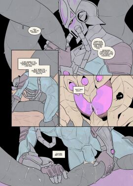 ambiguous_gender armor blue_body blue_skin bodily_fluids comic cum cum_drip cum_in_tentacles cum_inside cum_on_penis cum_overflow cum_string duo ejaculation erect_penis erection feral feral_penetrated fingering francisxiennsfw genital_fluids genitals hi_res human human_on_feral human_on_monster human_penetrating human_penetrating_feral humanoid_genitalia humanoid_penis impregnation interspecies juices kassadin league_of_legends light-skinned_male light_skin male male/ambiguous mammal mask monster multi_eye pauldron penetration penile penile_penetration penis penis_in_slit purple_eyes riot_games sex slit_juice slit_penetration slit_play tencent tentacle tentacle_creature tentacle_penetrated vel'koz voidborn zoophilia