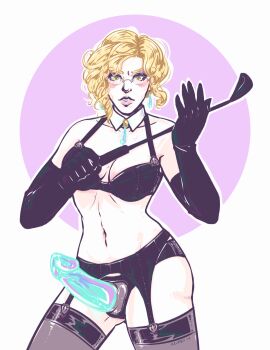 1girls big_breasts blonde-haired_female blonde_female blonde_hair bra breasts crop curled_hair curly_hair curvaceous curvy curvy_female curvy_figure dominant dominant_female domination dominatrix earrings elbow_gloves eyeshadow female female_focus female_only femdom glasses gloves glynda_goodwitch kelpey lingerie long_gloves looking_at_viewer makeup milf mommy older_female purple_eyeshadow riding_crop rwby solo strap-on strapon teacher thighhighs thighs tights whip