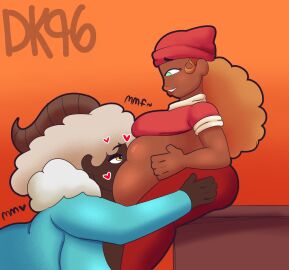 2girls belly belly_fetish belly_worship big_breasts breasts chubby chubby_female daisykitty96 female trina_(daisykitty96) yuri zadie_(daisykitty96)