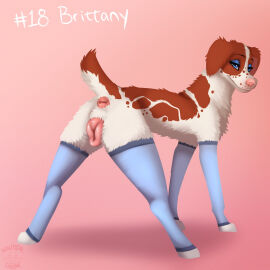 animal_genitalia animal_pussy anus arm_warmers armwear blue_eyes blue_eyeshadow brittany_spaniel canid canine canine_genitalia canine_pussy canis clothing domestic_dog eyeshadow female feral fur genitals hi_res legwear makeup mammal nauticalcanine original_character pink_anus pink_nose pink_pussy pussy red_body red_fur solo solo_focus thigh_highs white_body white_fur