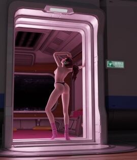 3d ass babyjay3d backboob breasts convenient_censoring d.va female overwatch overwatch_2 panties sideboob standing topless