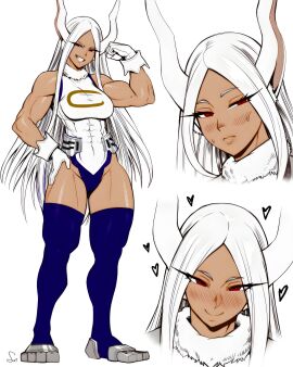 1girls abs absurd_res ajaycolor bare_arms bare_shoulders bare_thighs big_breasts blush breasts bunny_ears bunny_girl clothed clothing color color_edit colored colored_inner_hair colored_sketch colored_skin dark-skinned_female dark_skin female greyscale hero_outfit_(mha) hi_res large_breasts long_hair looking_pleasured miruko monochrome muscles muscular muscular_arms muscular_female muscular_legs muscular_thighs my_hero_academia pleasure_face rumi_usagiyama signature simple_background solo solo_female speedl00ver superheroine thick_thighs white_hair