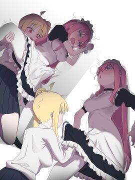 1futa 1girls afterimage ahoge black_choker blonde_hair blue_eyes blush bocchi_the_cock bocchi_the_rock! breasts bulge choker clothed clothing dickgirl dress erection erection_under_clothes female female_on_futa fully_clothed futa_on_female futa_with_female futanari gotou_hitori handjob handjob_under_clothes human ijichi_nijika implied_handjob intersex light-skinned_female light-skinned_futa light_skin long_hair low-angle_view maid maid_headdress medium_breasts mostly_clothed multiple_females multiple_girls open_mouth orange_eyes overwhelmed pantyhose penis penis_under_clothes penis_under_dress pigkaboo pink_hair pleated_skirt puffy_short_sleeves puffy_sleeves reach_around shirt short_hair short_sleeves simple_background skirt standing trembling white_background white_pantyhose white_shirt