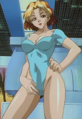 1girls alien_from_the_darkness female lindo_(alien_from_the_darkness) multicolored_hair one-piece_swimsuit seductive solo_female swimsuit tagme