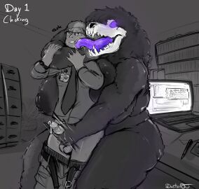 anthro areola asphyxiation balls biped breasts clothed clothing doctordj female genitals hair handjob hi_res human male male/female mammal nipples nude penile penis scp-1471 scp-1471-a scp_foundation sex thick_thighs tongue tongue_out