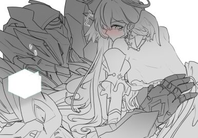 1other ambiguous_gender armor backless_dress backless_outfit bare_back bare_shoulders blush choikfu detached_sleeves dress female head_wings helmet honkai:_star_rail long_hair robin_(honkai:_star_rail) sam_(honkai:_star_rail) short_sleeves very_long_hair wings