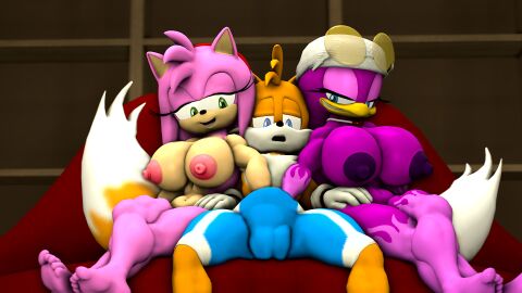 3d amy_rose avian avian_humanoid big_breasts bird breasts bulge clothing couch female fondling fox hand_in_pants hands_in_pants hedgehog large_breasts male naked naked_female nude nude_female pants pants_open penis sarah_dellen sarahdellen sega sfm sonic_(series) sonic_the_hedgehog_(series) source_filmmaker swallow_(bird) tail tails tails_the_fox threesome touching_penis wave_the_swallow