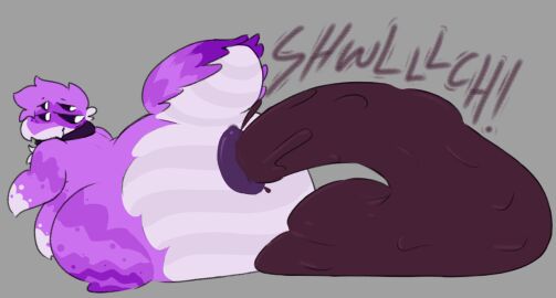 4_arms 4_eyes ambiguous_gender anthro anus arachnid arthropod ass collar excessive_feces feces feces_on_ground feces_pile gloves_(marking) goopysecrets grey_background hyper hyper_feces hyper_feces_pile hyper_scat looking_back_at_self male male_pooping markings multi_arm multi_eye multi_limb purple_body scat scatplay simple_background solo sound_effects spider text white_body