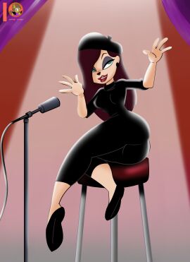 1girls an_extremely_goofy_movie beret_girl big_breasts breasts disney female flats furry furry_breasts furry_female goof_troop microphone moonpearl shoes solo stage stage_lights