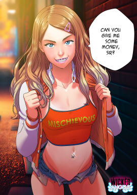 1girls 2d 2d_(artwork) alley asking_for_it asking_for_money asking_for_sex belly blue_eyes breasts brown_hair denim_shorts exposed female female_only human jacket jacket_open light-skinned_female light_skin long_hair looking_at_viewer micro_shorts midriff navel navel_piercing open_jacket open_pants open_shorts original outdoors pierced_belly_button pierced_navel piercing pov prostitution pussy seductive seductive_smile shaved_pussy short_shorts shorts skimpy skimpy_clothes small_breasts smile solo straight_hair tammy_(tekuho) tekuho thighs unzipped unzipped_pants unzipped_shorts