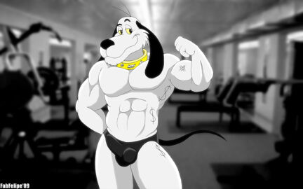 2009 anthro anthrofied balls balls_outline biceps biped black_body black_clothing black_ears black_fur black_nose black_speedo black_swimwear black_tail blurred_background bulge canid canine canis cheek_tuft closed_smile clothed clothing collar currency_symbol dalmatian detailed_bulge digital_media_(artwork) dollar_sign dollar_the_dog domestic_dog eyebrows fabfelipe facial_tuft featureless_chest fist flexing flexing_bicep floppy_ears fur fur_tuft genital_outline gym hanna-barbera male mammal mouth_closed muscular muscular_anthro muscular_male narrowed_eyes penis penis_outline pinup pose raised_eyebrow richie_rich smile snout solo speedo standing studded_collar studs swimwear symbol tail tuft white_body white_fur yellow_collar yellow_sclera