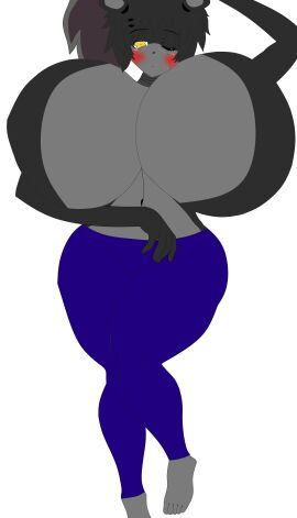2023 bear big_breasts big_thighs blue_pants blushing blushing_at_viewer blusing_female breasts breasts_bigger_than_head busty_female busty_lefty cwacky3 feet female five_nights_at_freddy's five_nights_in_anime fnaf fnaf7 fnia foot freddy_fazbear's_pizzeria_simulator giant_breasts huge_breasts hyper hyper_breasts large_breasts left_eye lefty lefty_(fnaf) lefty_(fnia) original posing posing_nude rule_63 solo tagme tagme_(artist) thick thighs yellow-eyes yoga_pants