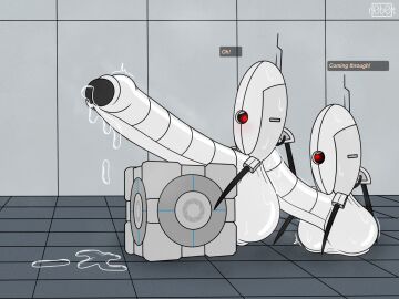 anal_sex earless eyebrowless male male_focus male_only portal_(series) precum r0b0t robot sweat turret_(portal)