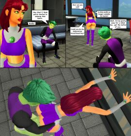 1boy 1girls 3d against_glass against_window animated animated_gif beast_boy casual cheating cheating_girlfriend clothed_sex comic dc dc_comics dialogue doggy_style female gif green_eyes male netorare ntr pof3445 purple_outfit red_eyes sex short_skirt skirt standing_sex starfire taken_from_behind teen_titans the_sims the_sims_4 thigh_highs