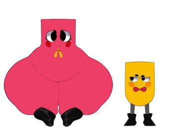 1boy 1girls ass ass_bigger_than_head ass_focus clip_(snipperclips) female hyper_ass hyper_thighs koi_alive male nude shortstack snip_(snipperclips) snipperclips thighs what
