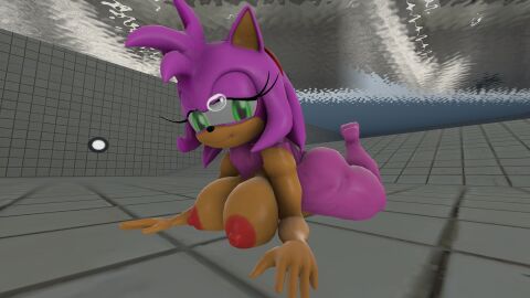 1girls 3d air_bubbles amy_rose big_breasts breasts eyelashes female nude sega solo sonic_(series) sonic_the_hedgehog_(series) thehumblefellow underwater