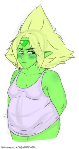 blush cartoon_network female female_focus female_only implied_nudity looking_away peridot_(steven_universe) pregnancy pregnant pregnant_belly pregnant_female self_upload steven_universe tank_top zippitydont
