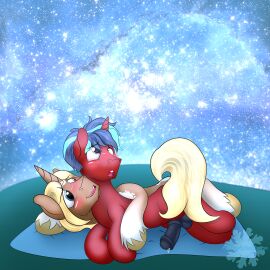 1:1 absurd_res anal anal_sex askfrosty blush cuddling digital_drawing_(artwork) digital_media_(artwork) duo equid equine erection eye_roll feral hair hi_res horn horse hug lying male male/male mammal mythological_creature mythological_equine mythology night on_side outside outside_sex penetration pony romantic romantic_couple ruby_facet sex sidereal_equinox sky smile star stargazing starry_sky tail unicorn