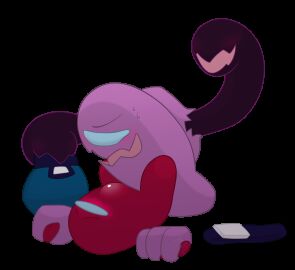 1:1 2024 among_us animated belt blue_eyes blush bodily_fluids clothing colored crewmate_(among_us) crimson_(rodamrix) cuntboy digital_media_(artwork) duo from_front_position hat headgear headwear hi_res impostor_(among_us) innersloth intersex intersex/male lying male missionary_position on_back pink_(rodamrix) pink_body pinned pinned_to_ground red_body sex shaded signature size_difference stomach_bulge sweat tentacle toxic_love_nsfw