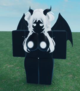 1girls 3d 3d_(artwork) areolae barefoot big_breasts breasts completely_nude demon demon_girl female female_only full_body long_hair naked naked_female nipples nude nude_female pussy roblox robloxian solo solo_female standhing that_rel white_hair wings
