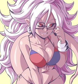 1girls, android 21, android 21 (evil), belly button, big breasts, bikini, b...