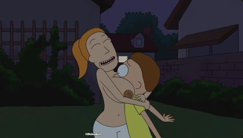 adult_swim breasts brother_and_sister brown_hair face_between_breasts female hugging morty_smith orange_hair otakusedits rick_and_morty summer_smith