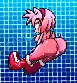amy_rose anus ass_focus asshole breasts female pink_fur sideboob sonic_(series) sonic_battle sonic_the_hedgehog_(series) sweat sweating sweaty sweaty_body zenkitsune_(artist)