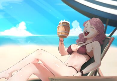 ass beach big_ass big_breasts big_butt big_thighs big_titties bikini black_clover breasts curvaceous curvaceous_female curvaceous_figure curvy curvy_figure curvy_hips female female_focus female_only misterlmaoo pink_hair short_hair vanessa_enoteca