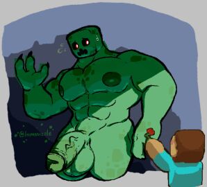 1boy 2024 abs anthro anthro_focus anthro_only anthro_solo balls beefy big_balls big_cock big_muscles big_penis big_testicles bigger_male claws creeper creeper_(minecraft) creeper_(minecraft)_male digital_drawing_(artwork) digital_media_(artwork) finger_claws flaccid flaccid_penis flower glans humanoid_genitalia humanoid_penis impossizzle male male_anthro male_focus male_only minecraft minercraft muscles muscular muscular_anthro muscular_male nervous nervous_expression nervous_sweat nipples pecs pectorals penis romantic shy size_difference solo solo_anthro solo_focus solo_in_panel solo_male steve_(minecraft) testicles vein veiny_penis