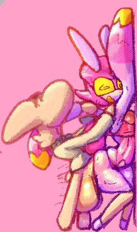 against_wall balls bitwily bug_(sodabug) from_behind from_behind_position grabbing huge_balls male sex stomach_bulge sweat swirly_eyes thick_thighs wily_(bitwily)