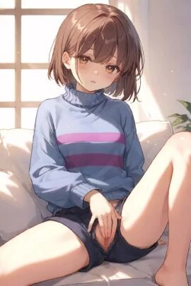 ai_generated female female_solo fingering fingers frisk frisk_(undertale) girl masturbation no_sound pussy rubbing rubbing_pussy solo solo_female tagme vaginal_penetration video