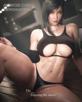 1girls 3d 3d_render abdominals big_breasts black_hair breasts cleavage clothed clothed_female female female_only final_fantasy final_fantasy_vii long_hair looking_at_viewer muscles muscular muscular_female nerohunter6 solo solo_female talking_to_viewer tease teasing teasing_viewer thighs tifa_lockhart underboob