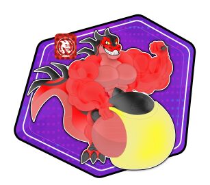 abs absurd_res anthro balls big_balls big_muscles big_penis bulge claws clothed clothing detailed_background detailed_bulge devil_dinosaur dinosaur evil_face genitals hi_res huge_balls huge_cock hyper hyper_balls hyper_genitalia hyper_penis jdbo-arts looking_at_viewer male marvel moon_girl_and_devil_dinosaur muscular partially_clothed pecs penis prehistoric_species red_body red_skin red_tail reptile saurischian scalie sharp_teeth smile smiley_face solo spike_tail spikes tail teeth theropod tyrannosaurid tyrannosauroid tyrannosaurus tyrannosaurus_rex underwear yellow_clothing yellow_underwear