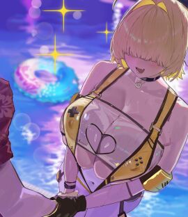 1boy 1boy1girl 1girls 2025 2d 2d_(artwork) ahoge ass bangs bangs_over_eyes beach_episode belly belly_button big_ass big_breasts big_butt bikini black_choker blonde-haired_female blonde_female blonde_hair blush boob_window breasts busty choker cleavage color colored commander_(nikke) curvaceous curves curvy curvy_body curvy_female curvy_figure curvy_hips cute_fang elegg_(boom_and_shock)_(nikke) elegg_(nikke) fanart female full_color gloves goddess_of_victory:_nikke hair_intakes hair_over_eyes heart heart_cutout hintobento hips huge_breasts large_ass large_breasts large_butt light-skinned_female light_skin male shift_up skindentation sling_bikini stomach summer thick_thighs thighs titties video_game video_game_character wet wet_body wet_skin yellow_bikini yellow_sling_bikini
