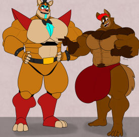 2022 2boys animatronic anthro anthro_focus anthro_on_anthro anthro_only balls bear beard blush bodypaint bowtie bracelet bracelets bulge bulge_through_clothing canid canine canis chest chest_hair chest_tuft digital_drawing_(artwork) digital_media_(artwork) duo duo_focus facepaint five_nights_at_freddy's five_nights_at_freddy's:_security_breach flaccid fox gigantic_balls gigantic_penis gigantic_testicles glamrock_freddy_(fnaf) happy_trail headgear headwear hyper hyper_balls hyper_genitalia hyper_penis male male/male male_anthro male_focus male_only mammal mammal_humanoid moobs partially_clothed partially_clothed_male pecs pectorals penis robot scottgames shoulder_pads size_difference smile somniumfox somniumfox_(character) steel_wool_studios testicles top_hat underwear ursid ursid_humanoid