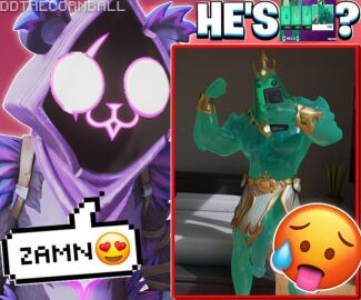 1boy 1girls balls big_penis blender emoji epic_games female flexing_bicep fortnite front_view goo_creature hood_up humanoid humanoid_genitalia humanoid_penis male meme muscular muscular_humanoid muscular_male penis phone poseidon_(fortnite) raven_team_leader selfie silly standing zamn!