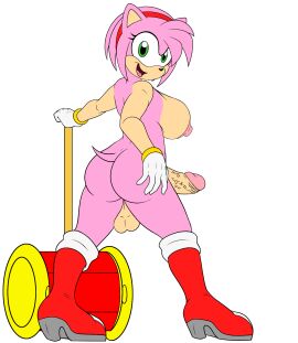 amy_rose anthro anthro_only ass ass_focus back_view backsack balls ballsack boots bracelet breasts dickgirl futa_only futanari gloves hammer hand_on_ass hand_on_butt intersex looking_at_viewer looking_back naked nipples nude nude_futa penis round_ass round_butt sega sideboob smiling smiling_at_viewer solo_futa sonic_(series) sonic_the_hedgehog_(series) tail veiny_penis