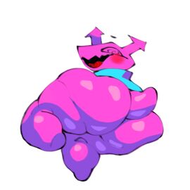 1:1 ambiguous_gender anthro ass big_butt blush deltarune looking_back presenting presenting_hindquarters spiral spiral_eyes thick_thighs triple_clouder undertale_(series) virovirokun