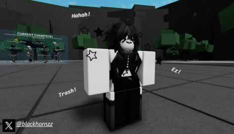 1girls 3d black_dress black_hair black_thighhighs blackhornzz brat bratty female revealing_clothes revealing_dress revealing_outfit roblox roblox_game robloxian tagme the_strongest_battlegrounds thighhighs trash_talk twitter_username white_skin