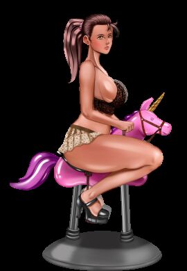 animated ass big_ass big_breasts breasts brown_hair cowgirl_position digital_drawing_(artwork) female high_heels horse long_hair miniskirt moving_breasts moving_hips razura sex_toy tall_female toy