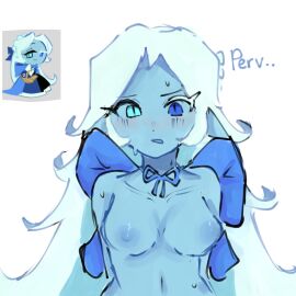 blue_eyes blush breasts breasts_out cookie_run cookie_run_kingdom disguise disguised_male fem femshadow_milk_cookie heterochromia lady_in_azure_(shadow_milk_cookie) male shadow_milf_cookie shadow_milk_cookie tagme