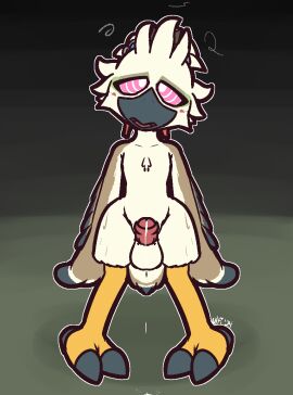 2024 anthro avian avian_feet balls beak black_beak black_body black_claws black_feathers bodily_fluids breath_of_the_wild chest_tuft claws feathers feet foreskin genital_fluids genitals glans grey_body grey_feathers half-closed_eyes humanoid_genitalia humanoid_penis looking_up male male_only narrowed_eyes nintendo nude penis pink_eyes precum red_glans red_penis rito solo spiral_eyes standing submissive submissive_anthro submissive_male talons tears_of_the_kingdom the_legend_of_zelda toe_claws toes tuft tulin_(zelda) ultilix uncircumcised white_balls white_body white_eyes white_feathers young