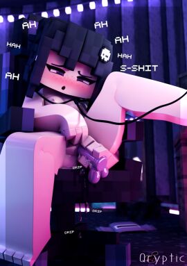 1girls 3d blush breasts charlie_(qrypticl) dildo dildo_in_pussy female female_only freckles hair_ornament headset indoors inside looking_down masturbation mine-imator minecraft multicolored_hair nude nude_female open_mouth purple_dildo purple_eyes pussy pussy_ejaculation pussy_insertion pussy_juice pussy_juice_drip qrypticl sex_toy skull_hair_ornament solo solo_female solo_focus tagme thick_thighs