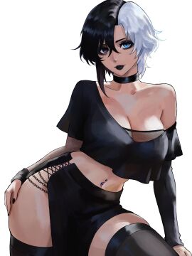 1girls 2d ass big_ass big_breasts black_lipstick breasts choker cleavage clothed clothed_female eyeshadow female female_only fishnets goth goth_girl insomniaboin lipstick long_fingernails luna_snow luna_snow_(marvel_rivals) makeup marvel marvel_comics marvel_rivals midriff nail_polish painted_fingernails painted_nails piercing thick_thighs thighhighs