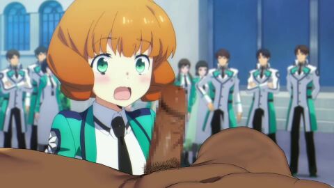 2d 2d_animation after_fellatio after_oral animated blowjob blush cum cum_drinking cum_in_mouth cum_inside cum_on_tongue cumshot dark-skinned_male drinking_cum edit fellatio gokkun green_eyes handjob hi_res highres longer_than_30_seconds longer_than_one_minute mahouka_koukou_no_rettousei nakajou_azusa necktie open_mouth oral oral_sex orange_hair penis school_uniform sound sucking sucking_penis third-party_edit tongue tongue_job tongue_out video