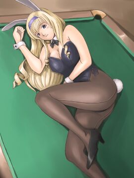 1girls animal_ears ass big_ass big_breasts billiard_table blonde_hair blue_eyes bow bowtie breasts bunny_ears bunny_girl bunny_tail bunnysuit busty cecilia_alcott cleavage detached_collar fake_animal_ears female hairband heels hi_res high_heels hirayama_tooya infinite_stratos large_breasts leotard long_hair lying on_side pantyhose rabbit_ears rabbit_tail solo table tail very_long_hair wrist_cuffs